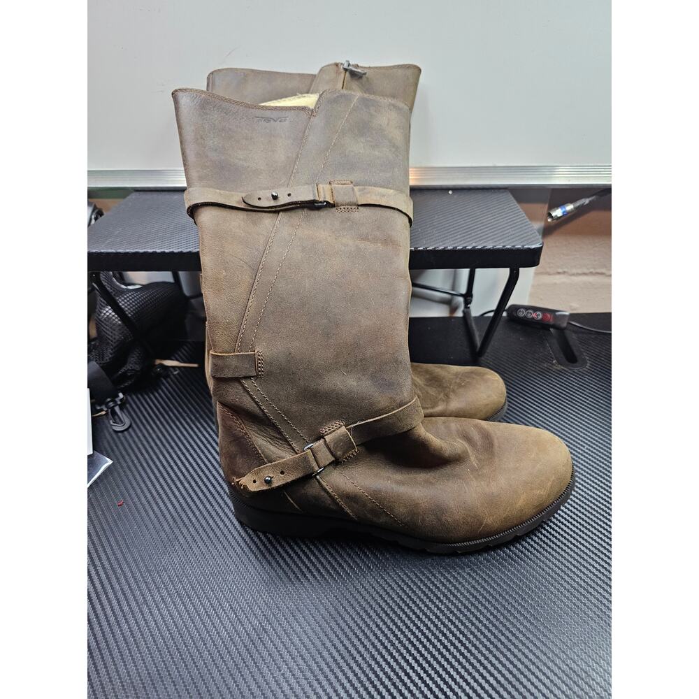 Teva Womens De La Vina Riding Boots Waterproof Leather Brown/Tan 1003011 Size8.5 - Picture 3 of 10